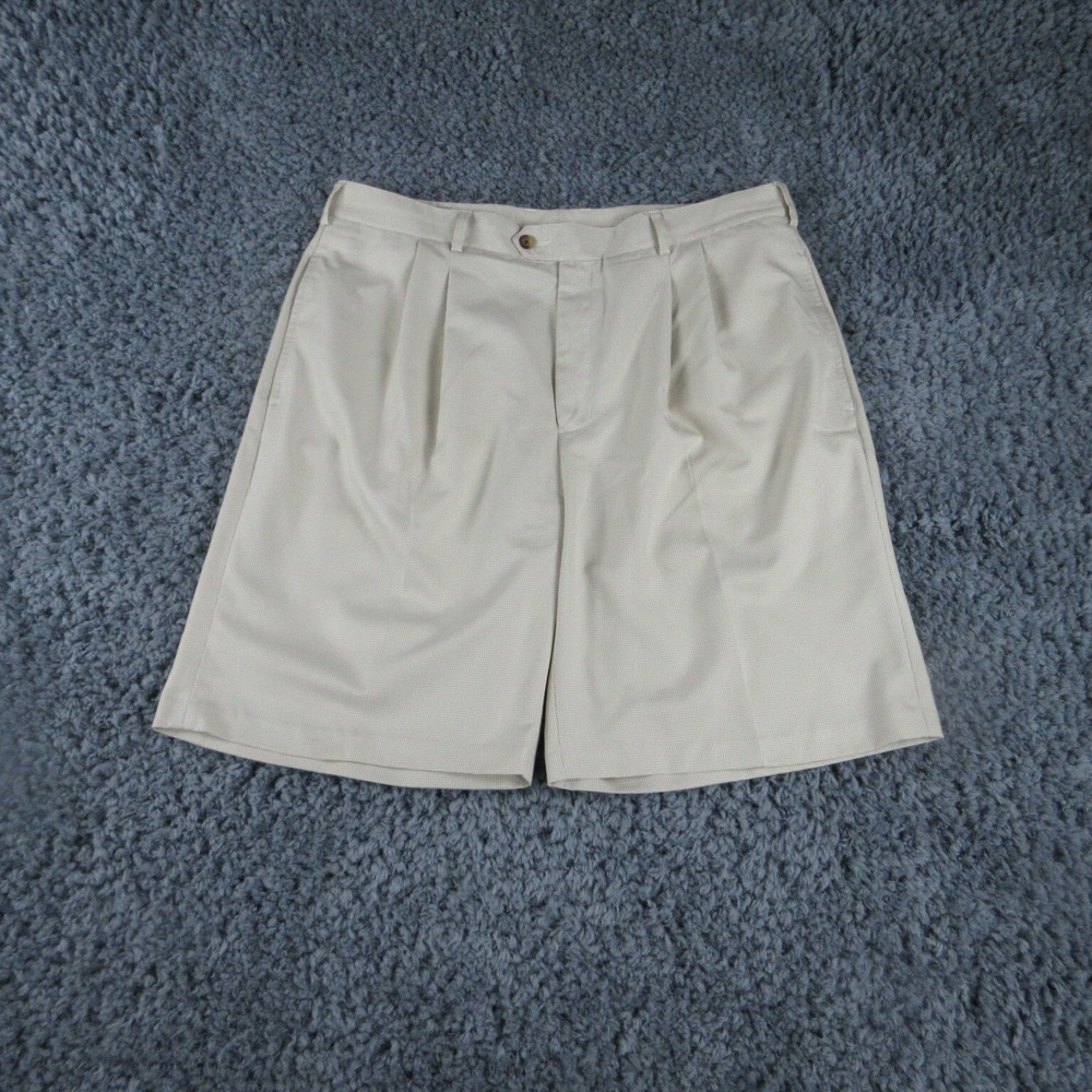 Donald Ross Shorts Mens 36 Beige White Houndstooth Plaid Chino 36x8.5*